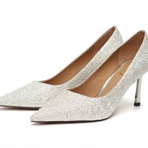Glitter Pointed-Toe High Heel Pump -new condition